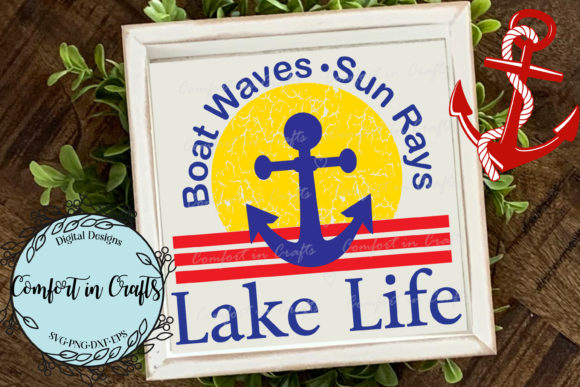 Boat Waves Sun Rays Graphics for Crafts and Creative Projects