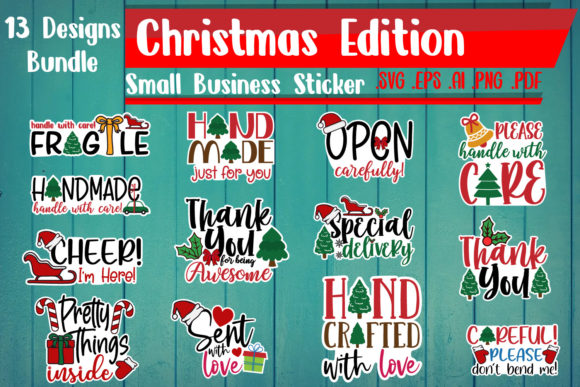Christmas Small Business Sticker Bundle: Graphics & Crafts for Creative Publishing