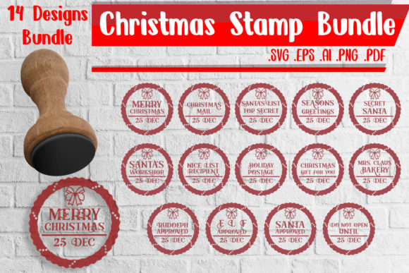 Christmas Stamp Bundle Svg Eps Png Pdf