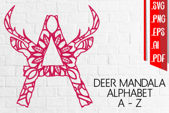 Deer Mandala Alphabet a-Z SVG EPS PNG AI