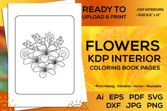 Flowers Kdp Interior Coloring Book Pages