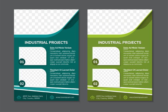 Industrial Projects Vertical Flyer Green Graphics
