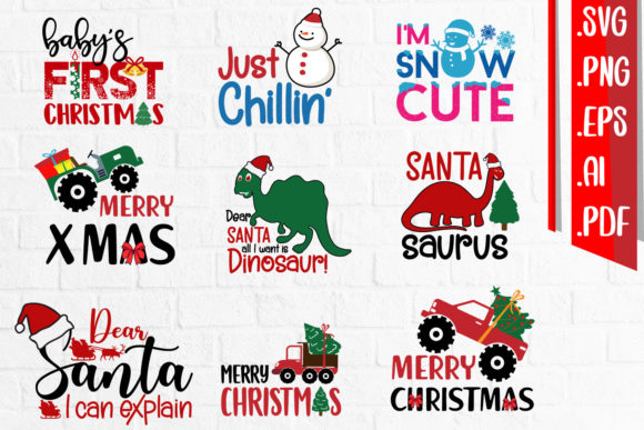 Kids Christmas Bundle Graphics for Crafts