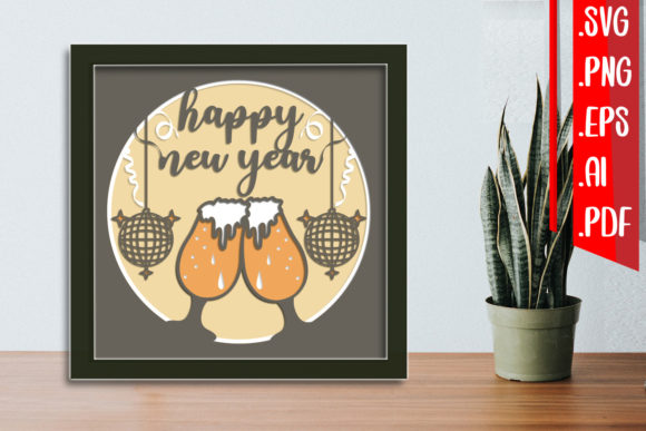 Layered New Year Papercut 8 SVG: Graphics and Crafts for Branding