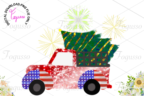 Truck with Christmas Tree Clip Art