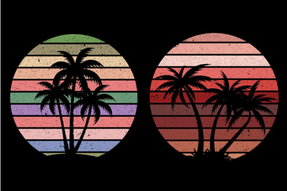 Vintage Retro Sunset Palm Tree, Autumn Graphics