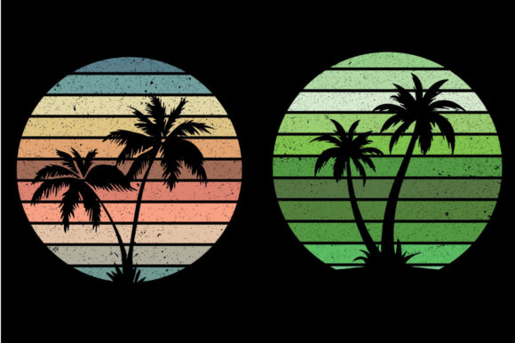 Vintage Retro Sunset Palm Tree, School Graphics